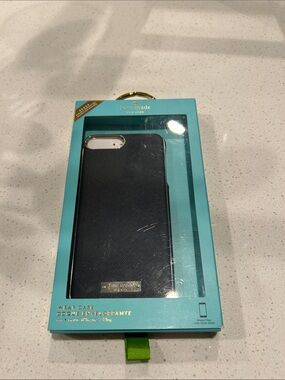 Kate Spade ♠️ black wrap phone case with gold plate.